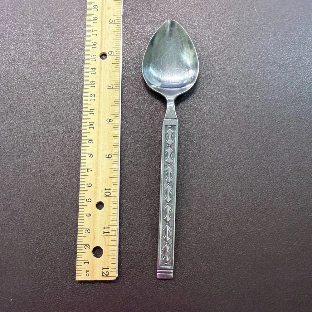 Douglass‎ Korea Stainless Steel Flatware Spoons Geometric Pattern Set of 5